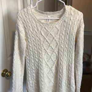 White Cable Knit Sweater